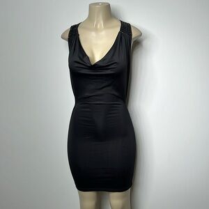Espiral small black cowl neck dress with black sequins